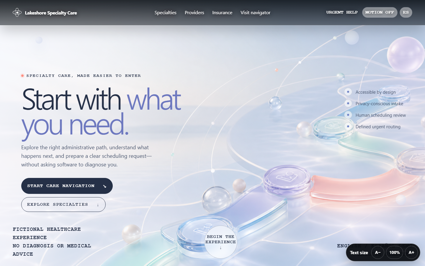 Lakeshore Specialty Care website homepage