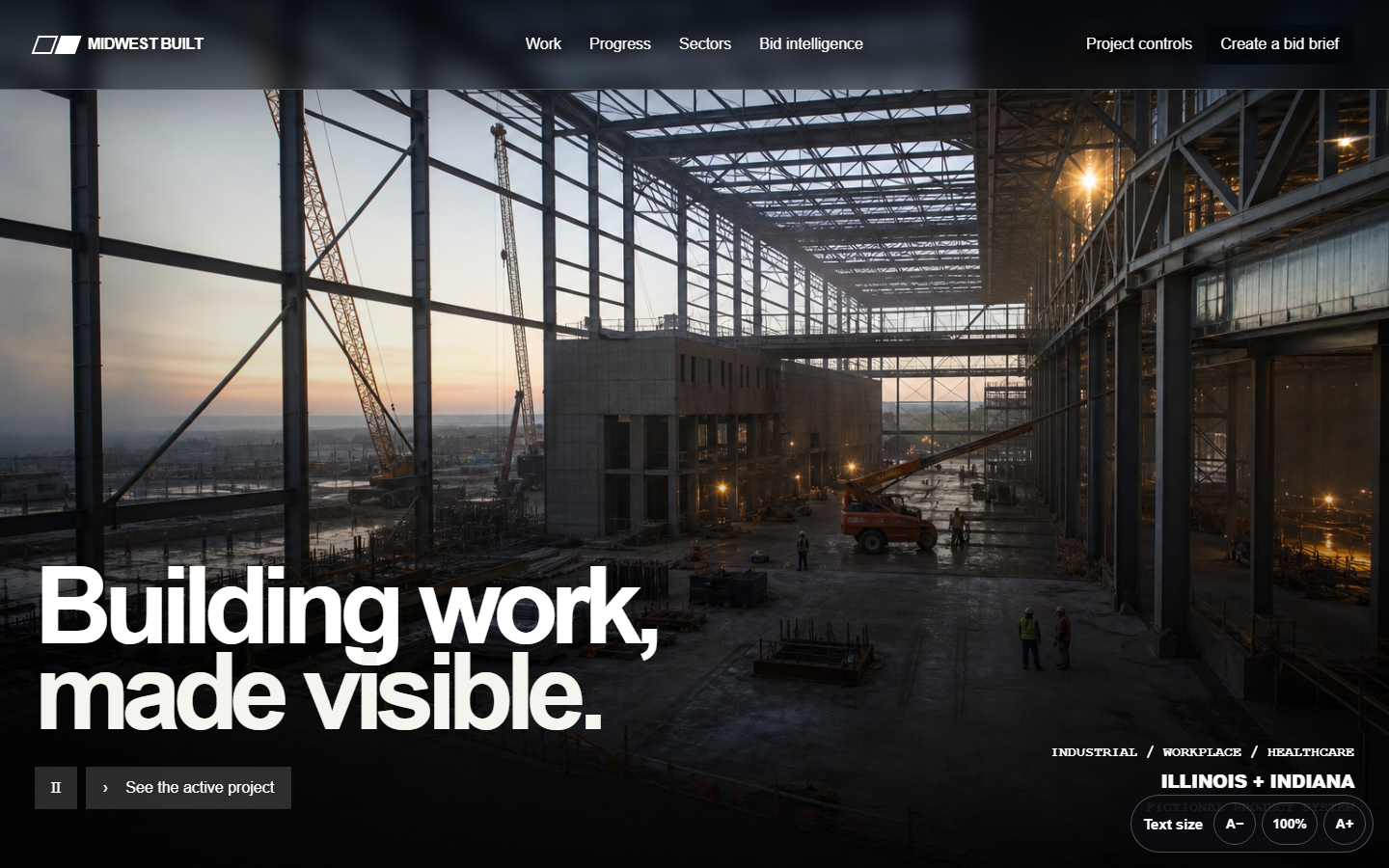 Midwest Built Commercial website homepage